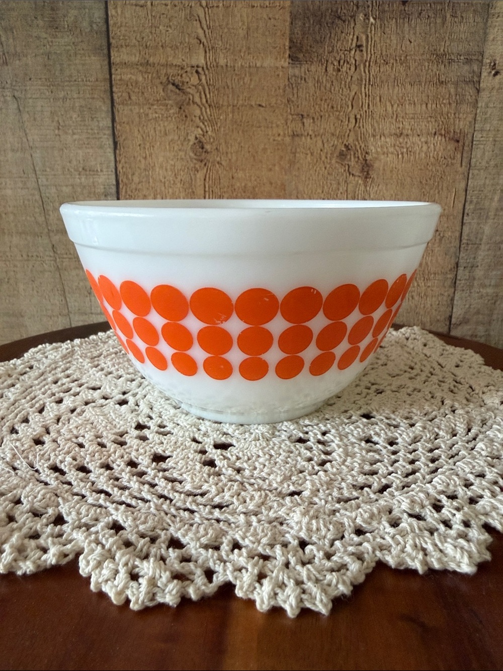VTG MCM Pyrex New Dots Orange #401 1.5 Pint Nesting Bowl